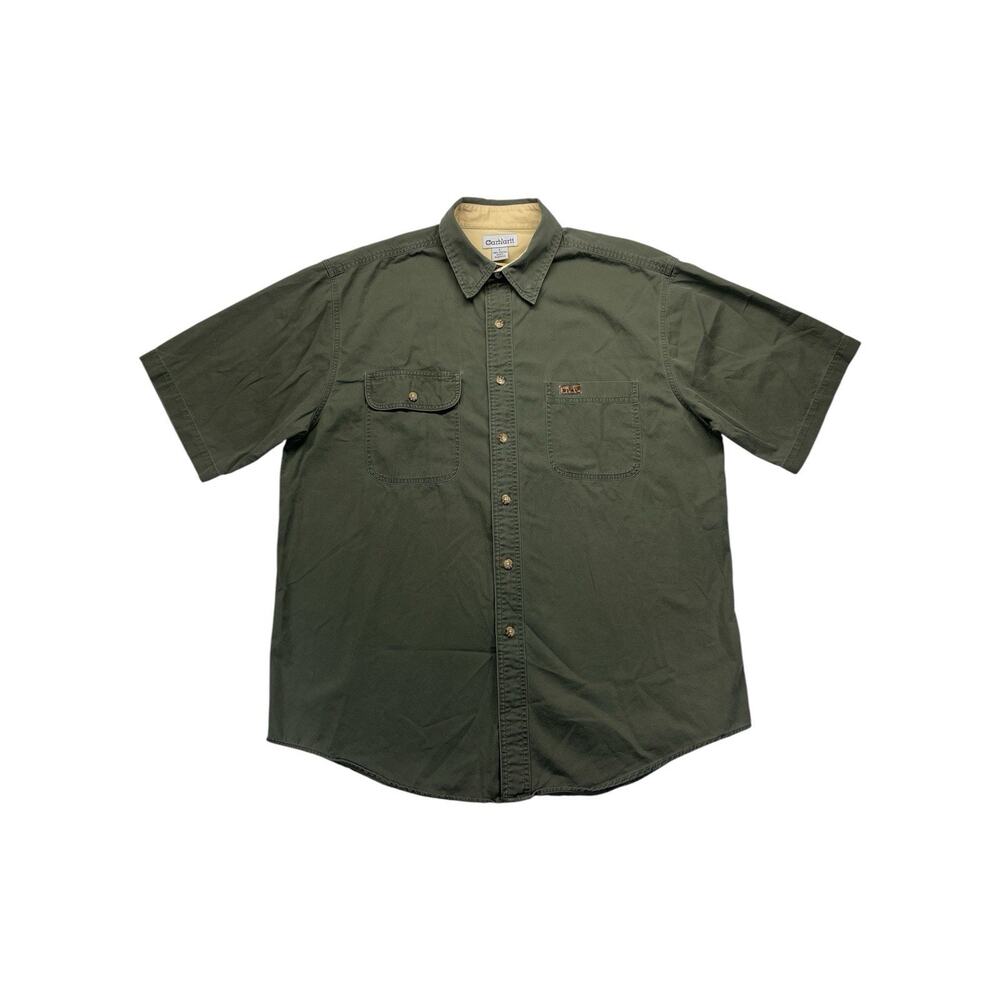 Carhartt Green Short Sleeve Button Down Shirt Original Fit Mens Size: L